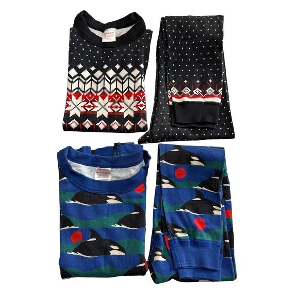 Lot 2 Hanna Andersson Pajama Set Whale Ocean Size 6-7 Winter Set size 8 *READ* - Picture 1 of 15